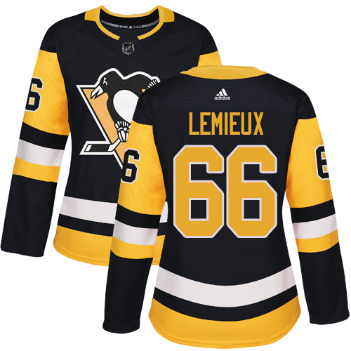 Adidas Penguins #66 Mario Lemieux Black Home Authentic Women's Stitched NHL Jersey - Click Image to Close